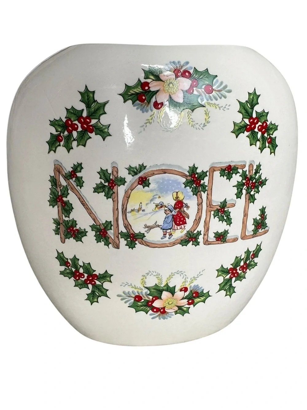 Vintage Noel Christmas Ceramic Planter Cachepot Holiday Centerpiece Decor